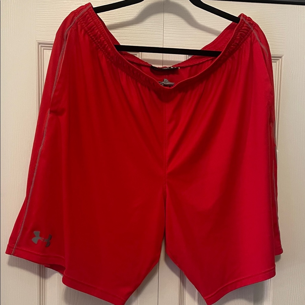 Like New Under Armour Men's Red Athletic Shorts. Size 2XL